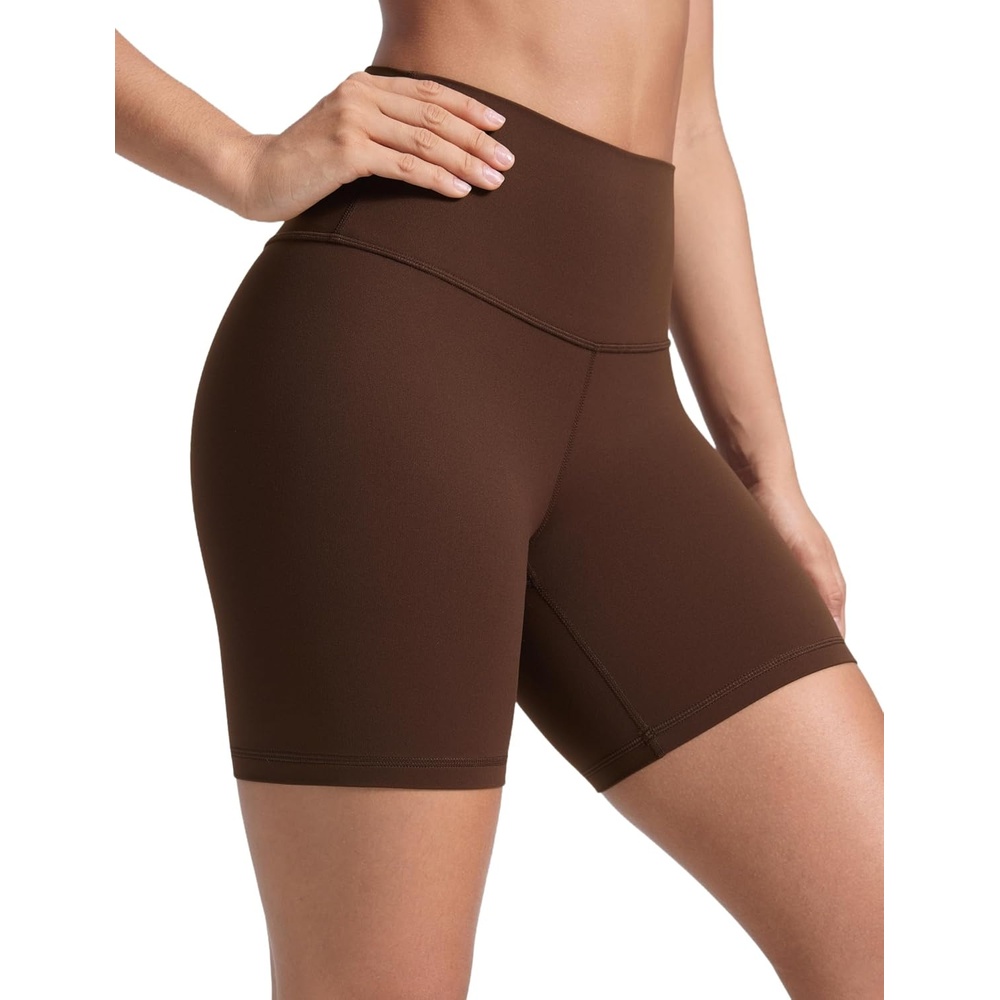 image:imageCRZ YOGA ButterLuxe Biker Shorts 6 High Waisted Workout Running Volleyball Spandex Yoga WomensLava Brown