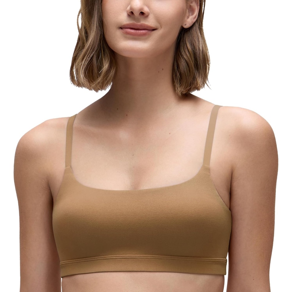 image:imageCRZ YOGA Butterluxe Adjustable Spaghetti Strap Sports Bras for Women Scoop Neck Wireless Padded Yoga Workout Crop TopAllspice