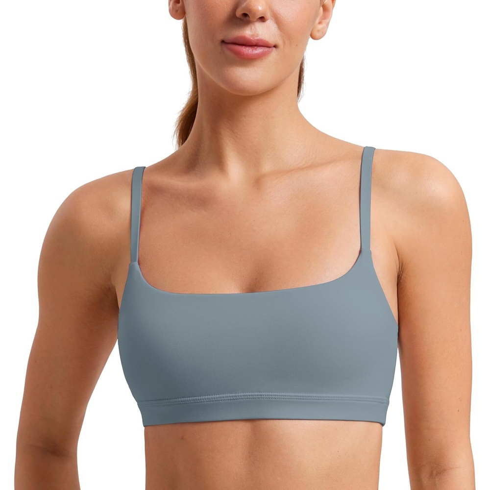 image:imageCRZ YOGA Butterluxe Adjustable Spaghetti Strap Sports Bras for Women Scoop Neck Wireless Padded Yoga Workout Crop TopBelgian Blue