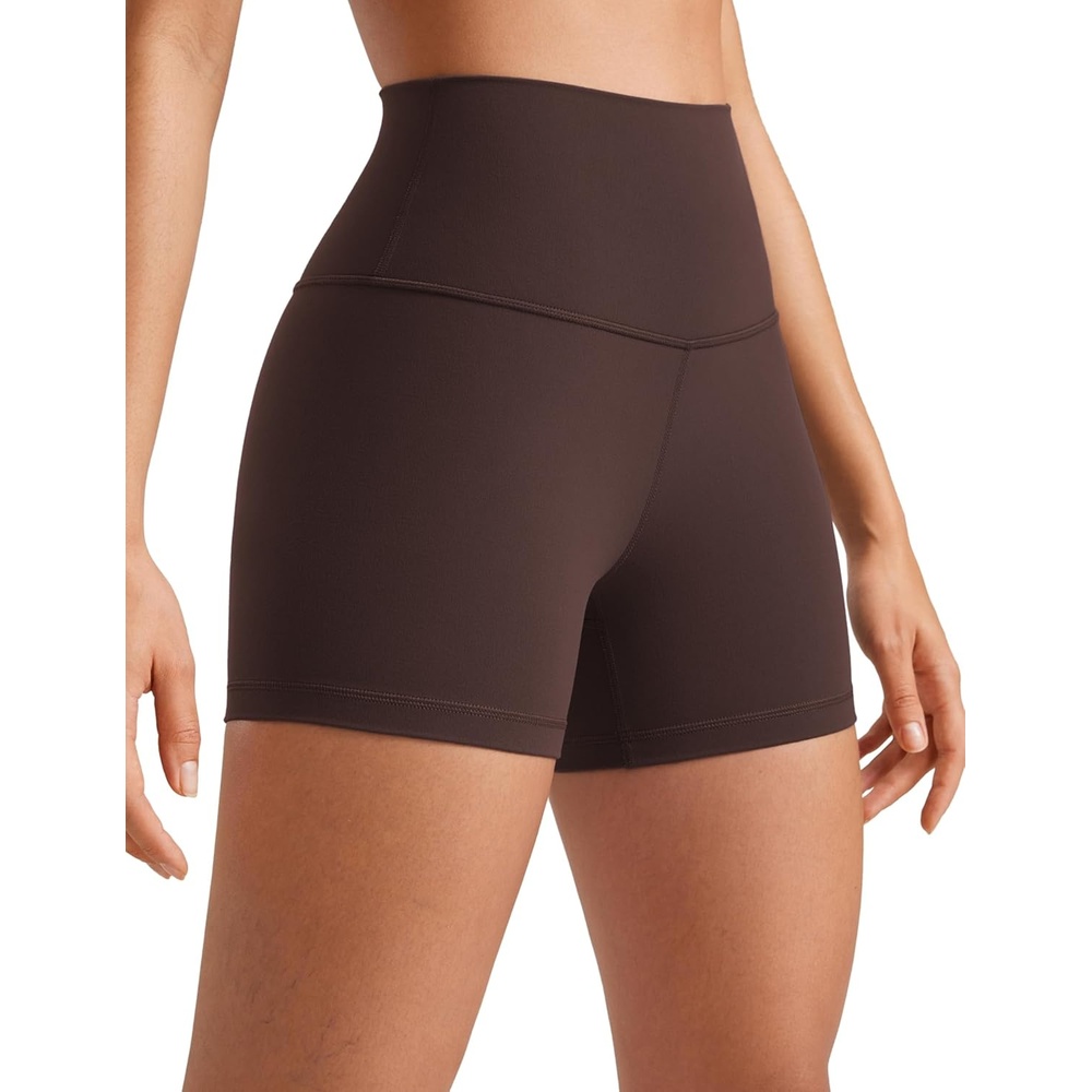 image:imageCRZ YOGA Butterluxe Biker Shorts 4  High Waisted Booty Workout Volleyball Yoga Womens SpandexHot Fudge Brown
