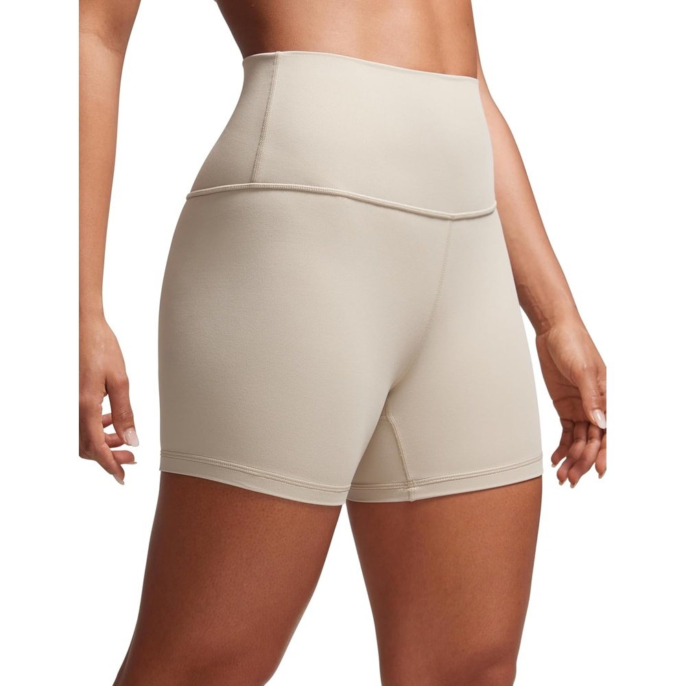 image:imageCRZ YOGA Butterluxe Biker Shorts 4 High Waisted Booty Workout Volleyball Yoga Womens SpandexMojave Tan