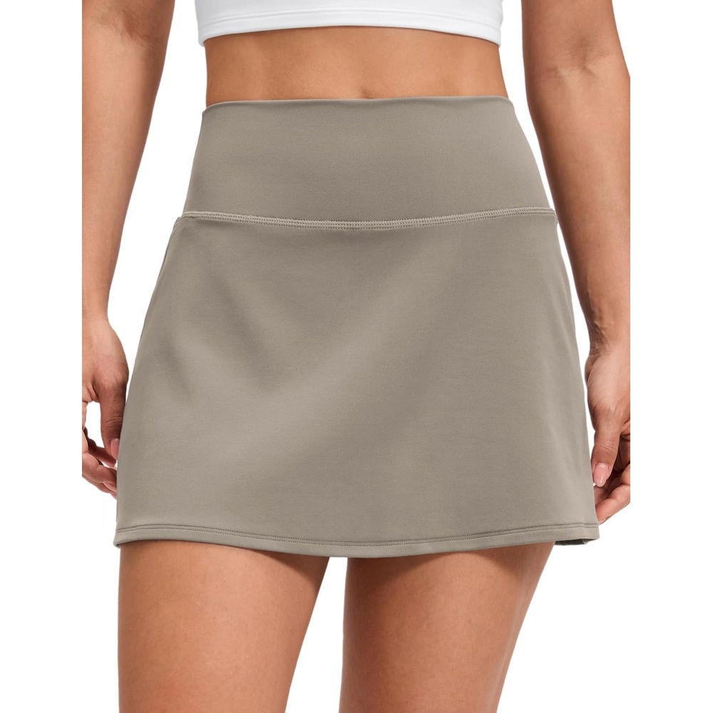image:imageCRZ YOGA Butterluxe High Waisted Tennis Skirts for Women Mini Lined A Line Golf Casual Skort with Inner PocketsWarm Ash Grey