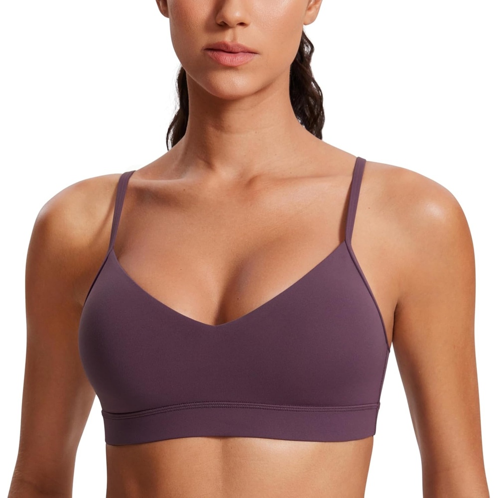 image:imageCRZ YOGA Butterluxe VNeck Sports Bras for Women Adjustable Thin Straps Padded Yoga Top Basic Wireless CamisoleGrape Thistle Purple