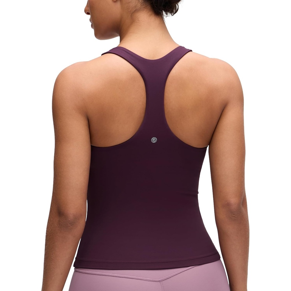 image:imageCRZ YOGA Butterluxe Workout Racerback Tank Tops for Women Padded Athletic Spandex Yoga Shirts with Built in BraDeep Purple