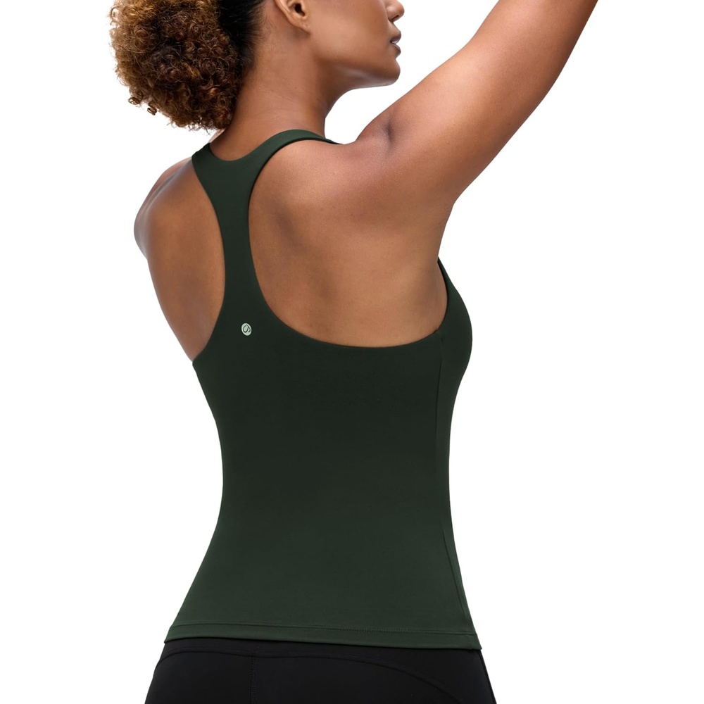 image:imageCRZ YOGA Butterluxe Workout Racerback Tank Tops for Women  Padded Athletic Spandex Yoga Shirts with Built in BraLegend Green