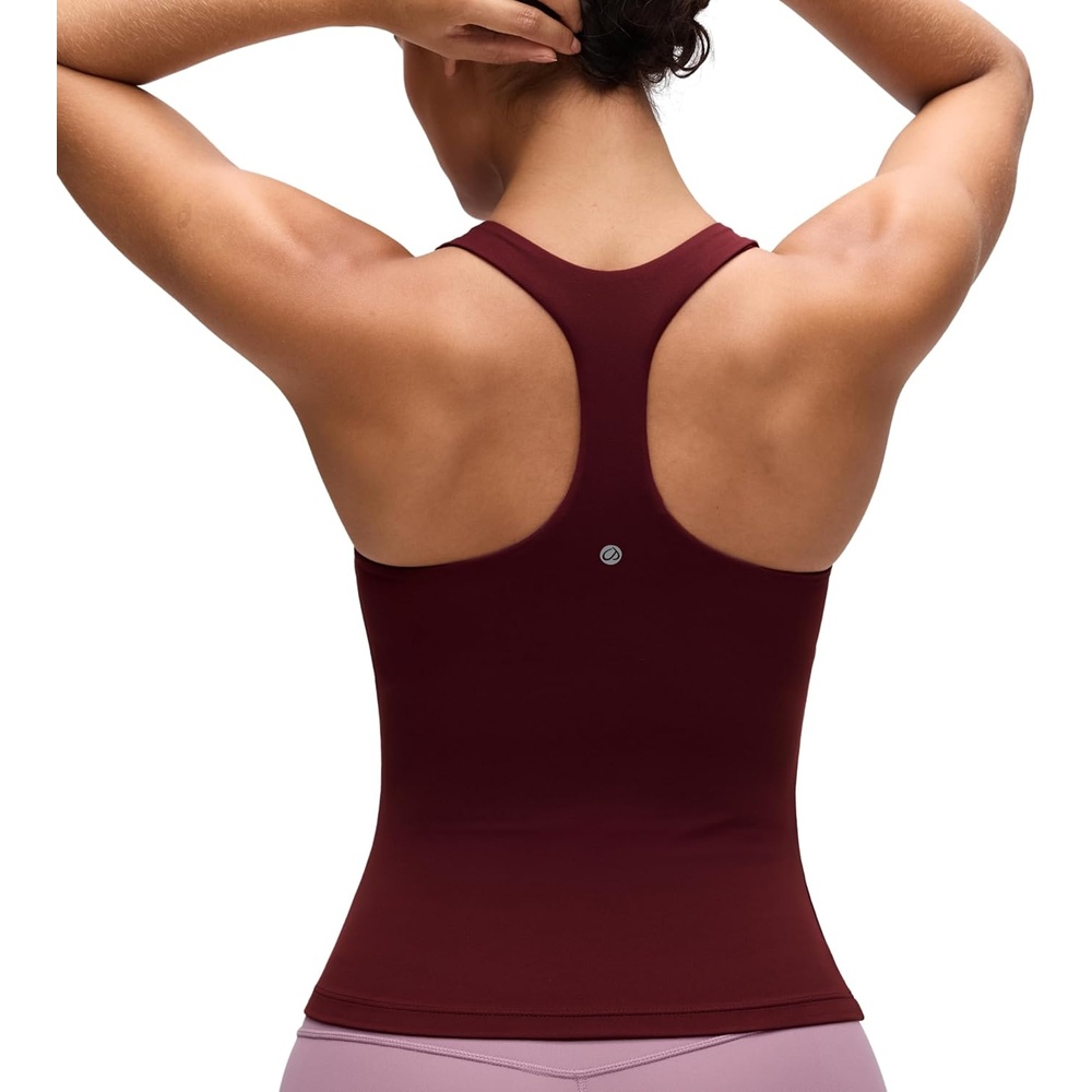 image:imageCRZ YOGA Butterluxe Workout Racerback Tank Tops for Women  Padded Athletic Spandex Yoga Shirts with Built in BraRed Merlot