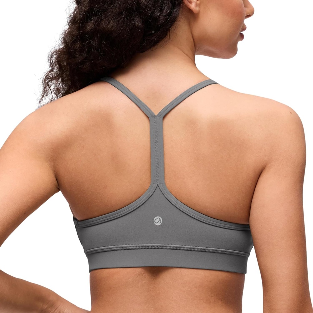 image:imageCRZ YOGA Butterluxe Y Back Sports Bras for Women Padded Racerback Low Impact Spaghetti Thin Strap Workout Yoga TopAsh Grey