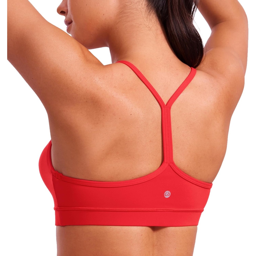 image:imageCRZ YOGA Butterluxe Y Back Sports Bras for Women Padded Racerback Low Impact Spaghetti Thin Strap Workout Yoga TopDeep Red