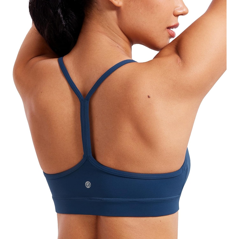 image:imageCRZ YOGA Butterluxe Y Back Sports Bras for Women Padded Racerback Low Impact Spaghetti Thin Strap Workout Yoga TopFrench Navy