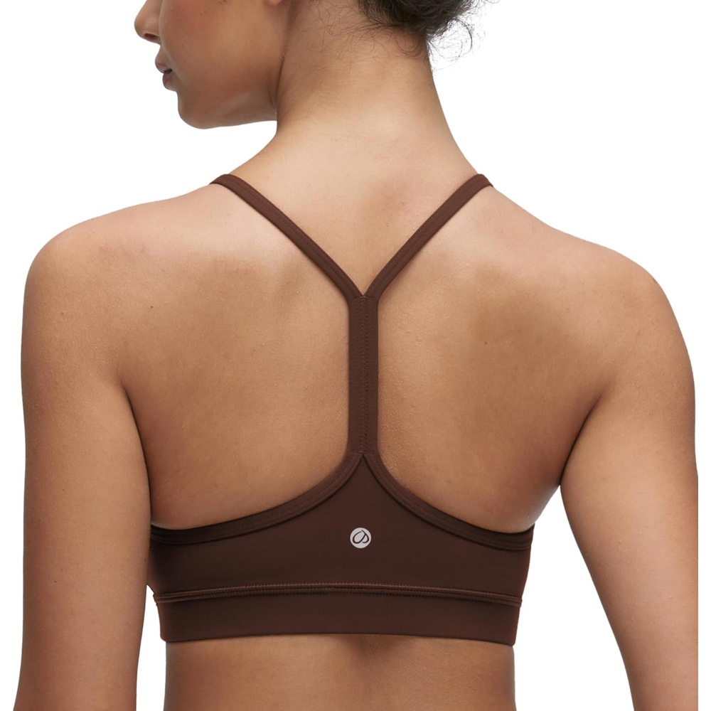 image:imageCRZ YOGA Butterluxe Y Back Sports Bras for Women Padded Racerback Low Impact Spaghetti Thin Strap Workout Yoga TopLava Brown