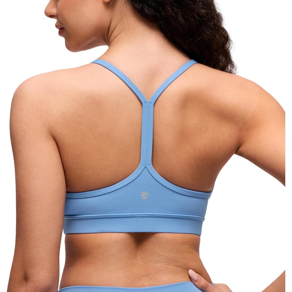 image:imageCRZ YOGA Butterluxe Y Back Sports Bras for Women Padded Racerback Low Impact Spaghetti Thin Strap Workout Yoga TopParty Blue