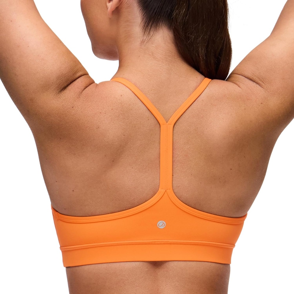 image:imageCRZ YOGA Butterluxe Y Back Sports Bras for Women Padded Racerback Low Impact Spaghetti Thin Strap Workout Yoga TopTiger Orange