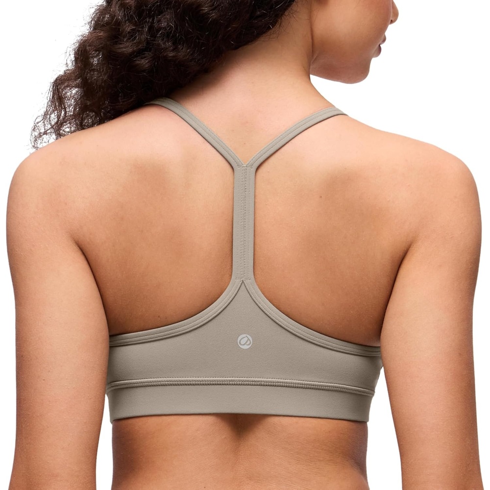 image:imageCRZ YOGA Butterluxe Y Back Sports Bras for Women Padded Racerback Low Impact Spaghetti Thin Strap Workout Yoga TopWarm Ash Grey