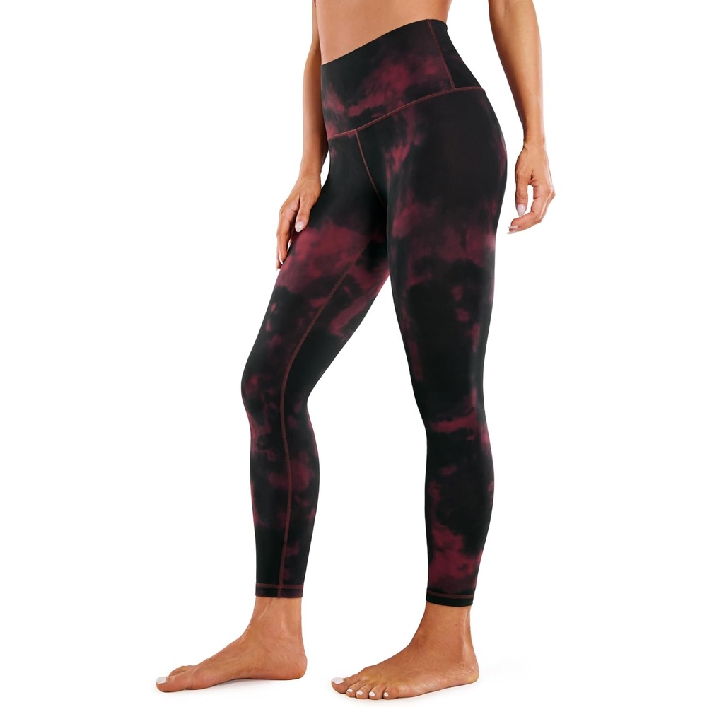 image:imageCRZ YOGA Butterluxe Yoga Leggings 25 High Waisted Buttery Soft Womens Workout Lounge PantsBurgundy Tie Dye Flowers