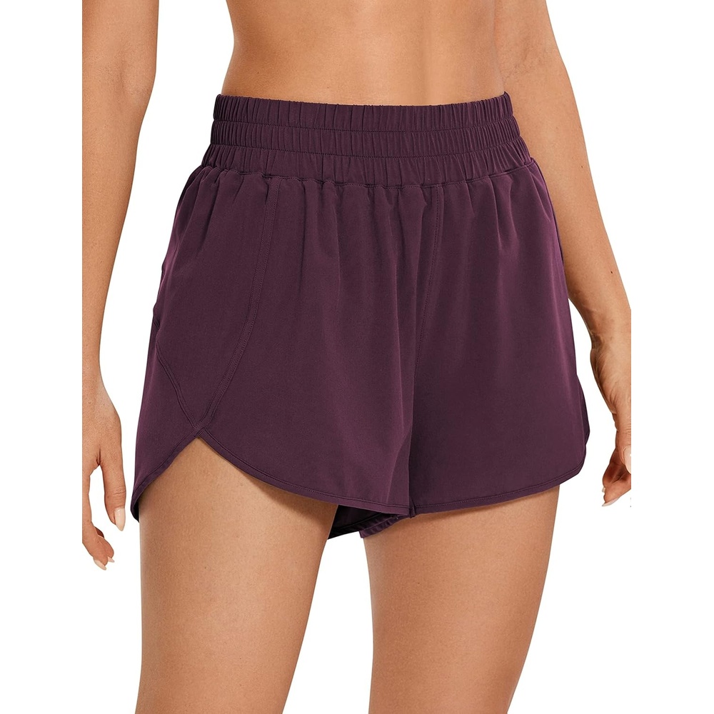 image:imageCRZ YOGA Dolphin Athletic Shorts for Women 3 High Waisted Quick Dry for Running Workout Gym Track with Zip PocketArctic Plum