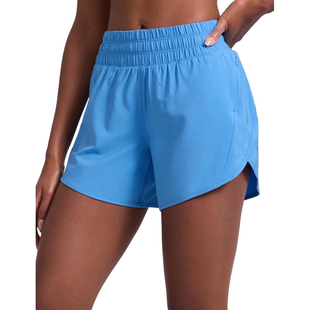 image:imageCRZ YOGA Dolphin Athletic Shorts for Women 5 Mid Waisted Quick Dry for Running Workout Gym Track with Zip PocketParty Blue
