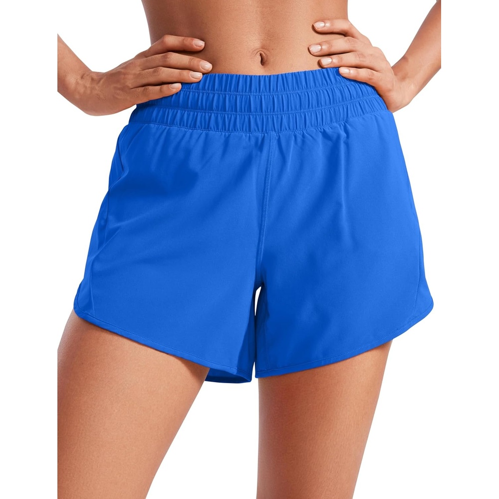image:imageCRZ YOGA Dolphin Athletic Shorts for Women 5 Mid Waisted Quick Dry for Running Workout Gym Track with Zip PocketSparkle Blue