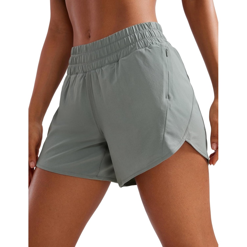 image:imageCRZ YOGA Dolphin Athletic Shorts for Women 5 Mid Waisted Quick Dry for Running Workout Gym Track with Zip PocketSterling