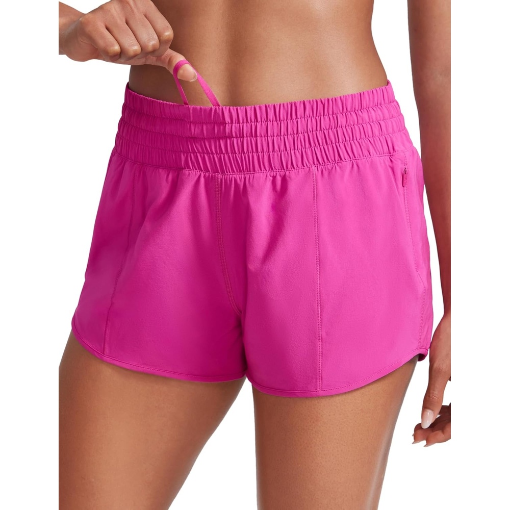 image:imageCRZ YOGA High Waisted Running Shorts for Women 25 Mesh Liner Quick Dry for Workout Sport Athletic with Zipper PocketHibiscus Purple