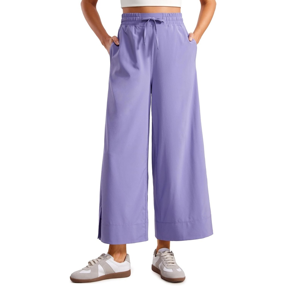 image:imageCRZ YOGA Lightweight Wide Leg Cropped Pants for Women 25 Casual Travel Work Sweatpants SummerDark Lavender Purple