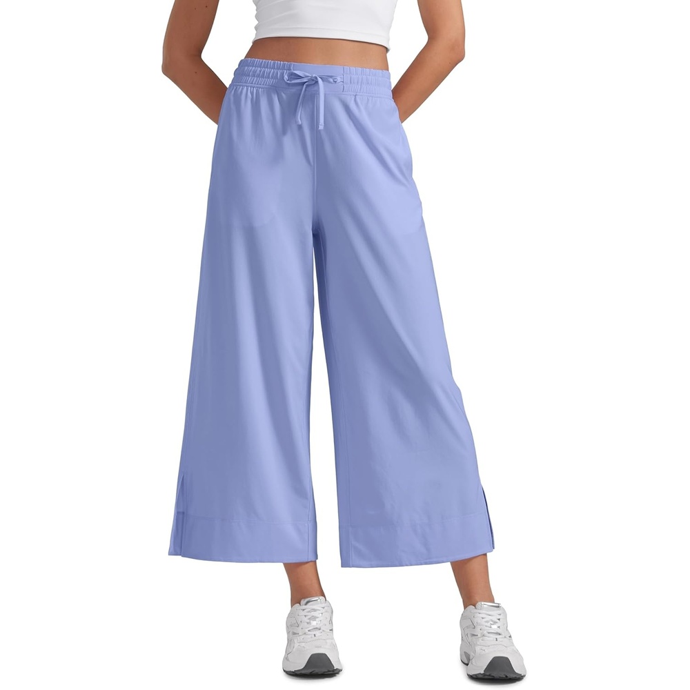 image:imageCRZ YOGA Lightweight Wide Leg Cropped Pants for Women 25 Casual Travel Work Sweatpants SummerPeriwinkle Purple
