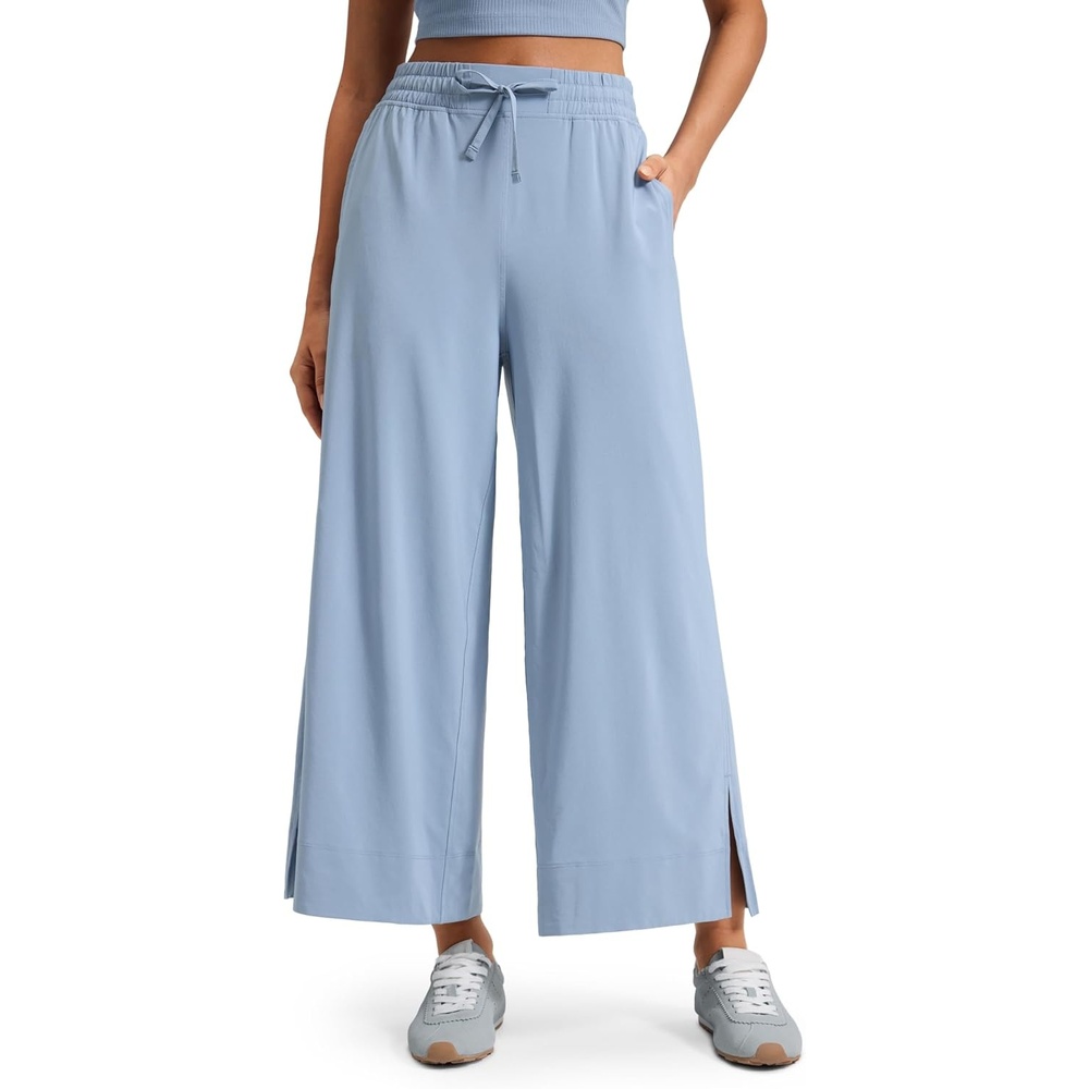 image:imageCRZ YOGA Lightweight Wide Leg Cropped Pants for Women 25 Casual Travel Work Sweatpants SummerThe Breeze Blue