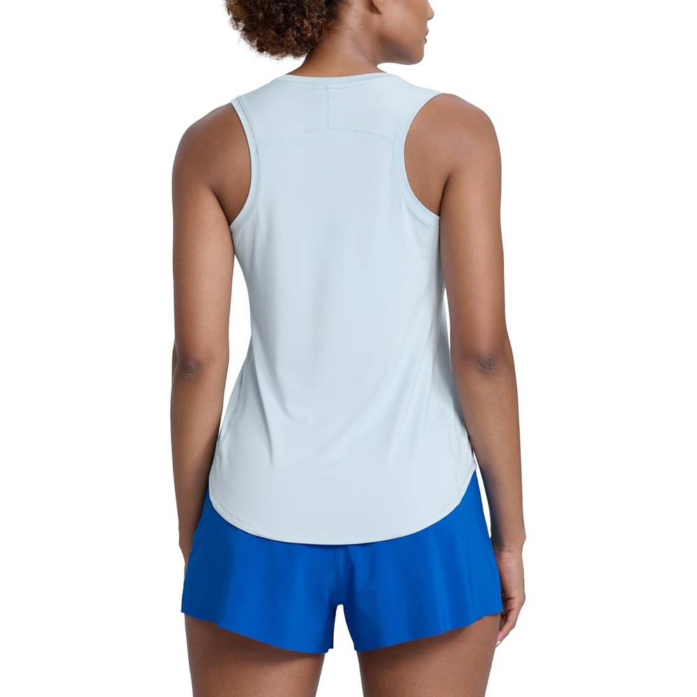 image:imageCRZ YOGA Lightweight Workout Tank Tops for Women Athletic Running Sleeveless Shirts Racerback High Neck TShirtBlue Linen