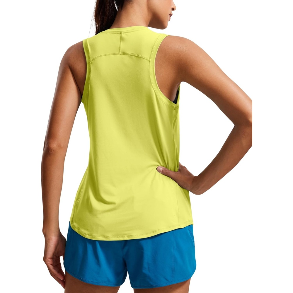 image:imageCRZ YOGA Lightweight Workout Tank Tops for Women Athletic Running Sleeveless Shirts Racerback High Neck TShirtLuminous Yellow