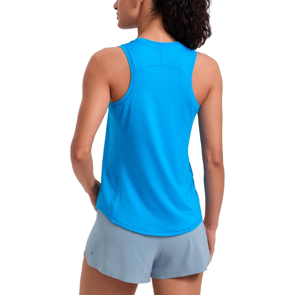 image:imageCRZ YOGA Lightweight Workout Tank Tops for Women Athletic Running Sleeveless Shirts Racerback High Neck TShirtPoolside Blue