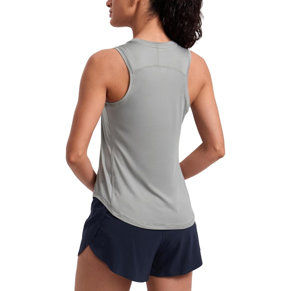 image:imageCRZ YOGA Lightweight Workout Tank Tops for Women Athletic Running Sleeveless Shirts Racerback High Neck TShirtSilver Gray