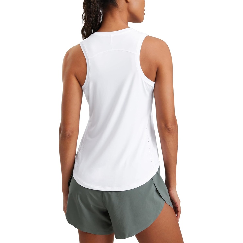 image:imageCRZ YOGA Lightweight Workout Tank Tops for Women Athletic Running Sleeveless Shirts Racerback High Neck TShirtWhite