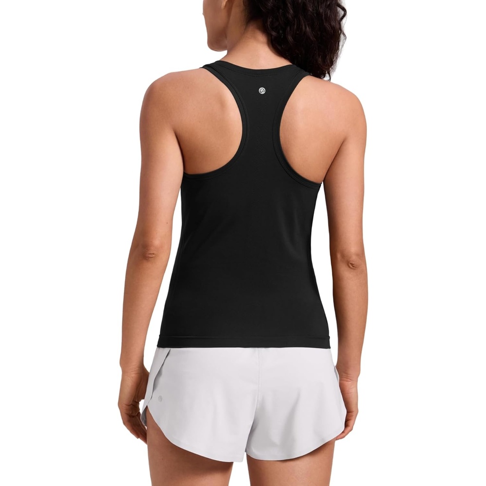 image:imageCRZ YOGA Seamless Racerback Tank Tops for Women Gym Workout Athletic Running Sleeveless Shirts Breathable Scoop NeckBlack