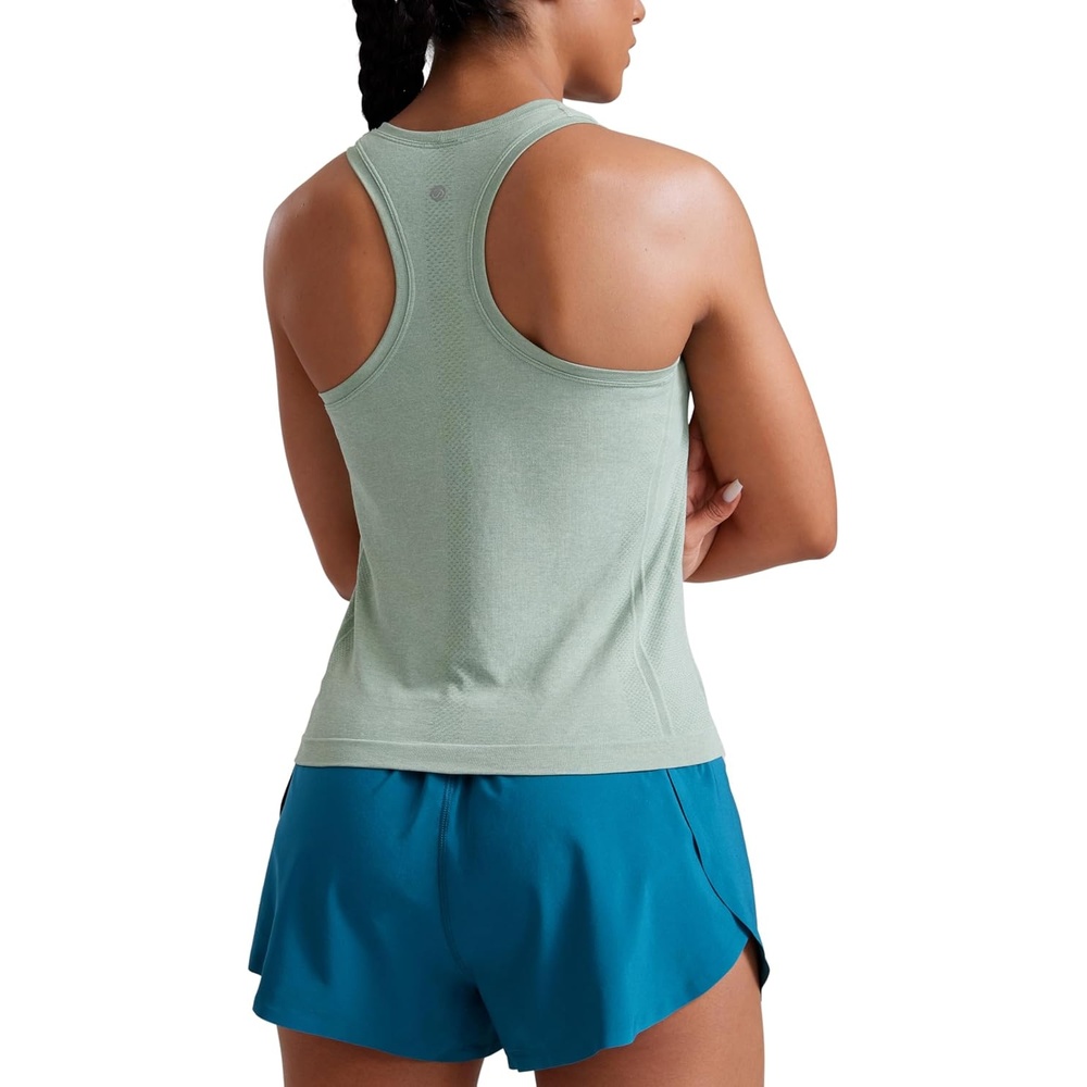 image:imageCRZ YOGA Seamless Racerback Tank Tops for Women Gym Workout Athletic Running Sleeveless Shirts Breathable Scoop NeckGreen Palm Court Heather