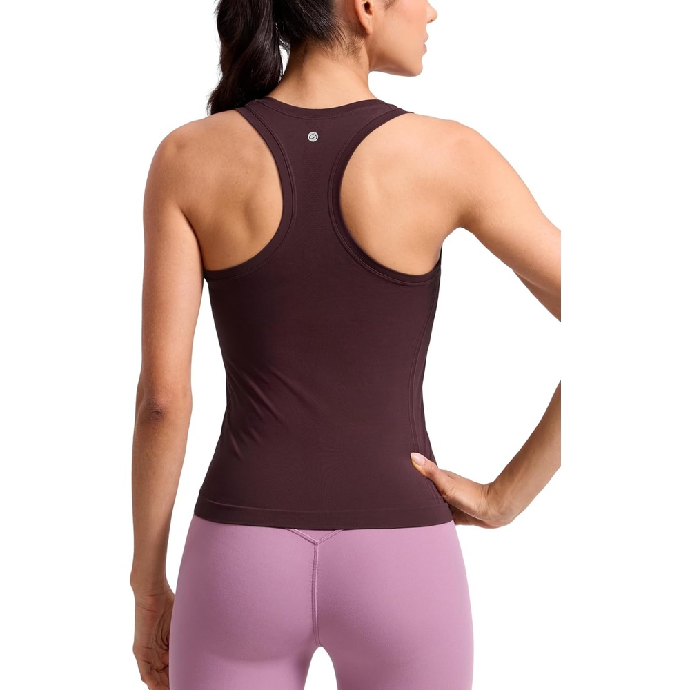 image:imageCRZ YOGA Seamless Racerback Tank Tops for Women Gym Workout Athletic Running Sleeveless Shirts Breathable Scoop NeckRipe Plum