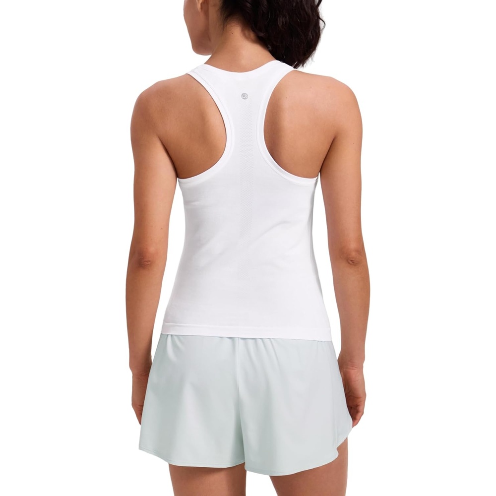 image:imageCRZ YOGA Seamless Racerback Tank Tops for Women Gym Workout Athletic Running Sleeveless Shirts Breathable Scoop NeckWhite