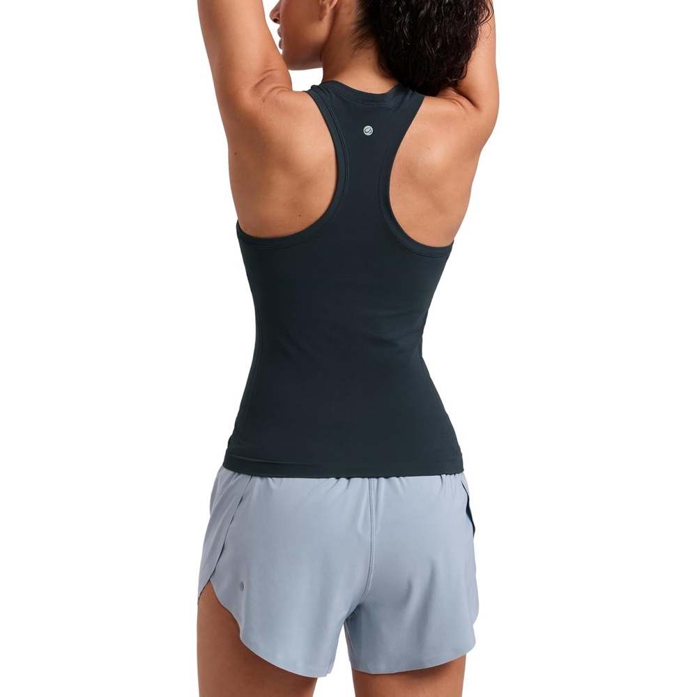image:imageCRZ YOGA Seamless Workout Tank Tops for Women Athletic Running Gym Sleeveless Shirts Crewneck Racerback BreathableTrue Navy