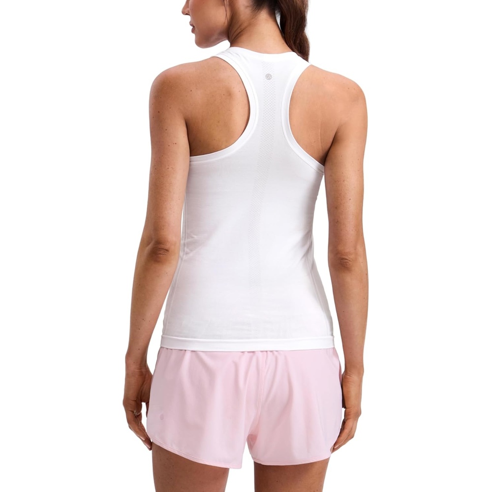 image:imageCRZ YOGA Seamless Workout Tank Tops for Women Hip Length Athletic Running Gym Sleeveless Shirts Racerback CrewneckWhite
