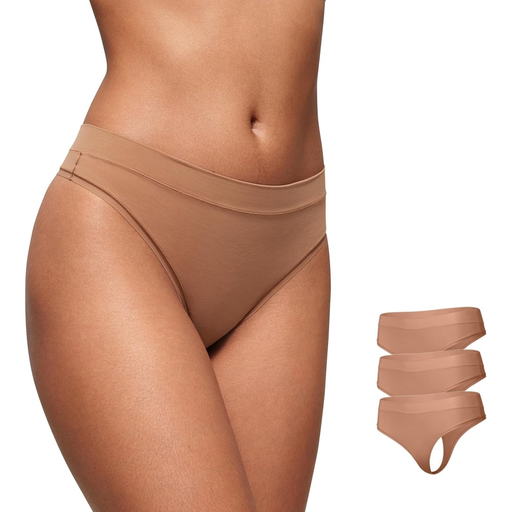 image:imageCRZ YOGA Softhold High Rise Thongs for Women Sexy Tagless Comfortable Panties Smooth Breathable Ladies Underwear 3 PackGravel 3pack