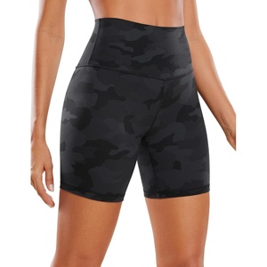 CRZ YOGA ButterLuxe Biker Shorts 6″ – High Waisted Workout Running Volleyball Spandex Yoga Womens(Dark Grey Camouflage 2)