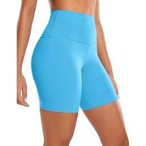 CRZ YOGA ButterLuxe Biker Shorts 6″ – High Waisted Workout Running Volleyball Spandex Yoga Womens(Kayak Blue)