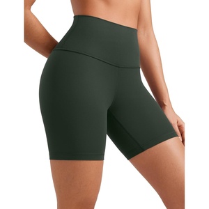 CRZ YOGA ButterLuxe Biker Shorts 6″ – High Waisted Workout Running Volleyball Spandex Yoga Womens(Legend Green)