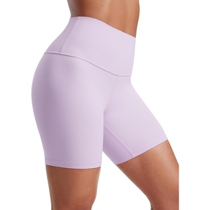 CRZ YOGA ButterLuxe Biker Shorts 6″ – High Waisted Workout Running Volleyball Spandex Yoga Womens(Lilac Air)
