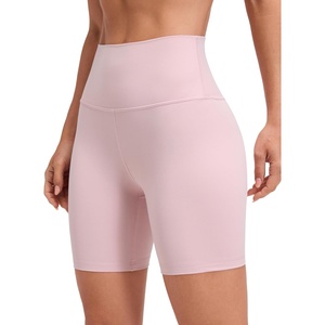 CRZ YOGA ButterLuxe Biker Shorts 6″ – High Waisted Workout Running Volleyball Spandex Yoga Womens(Pink Haze)