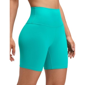 CRZ YOGA ButterLuxe Biker Shorts 6″ – High Waisted Workout Running Volleyball Spandex Yoga Womens(Tropics Teal)