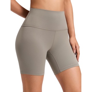 CRZ YOGA ButterLuxe Biker Shorts 6″ – High Waisted Workout Running Volleyball Spandex Yoga Womens(Warm Ash Grey)