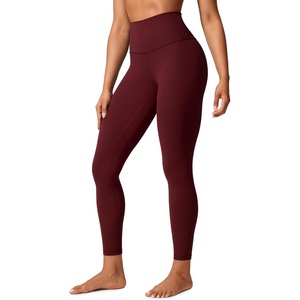 CRZ YOGA Butterlift Workout Leggings 25″ – High Waisted Pilates Gym Athletic Womens Yoga Pants Buttery Soft(Red Merlot)