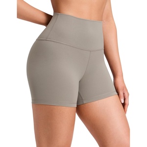CRZ YOGA Butterluxe Biker Shorts 4” – High Waisted Booty Workout Volleyball Yoga Womens Spandex(Warm Ash Grey)