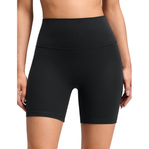 CRZ YOGA Butterluxe No Front Seam Biker Shorts 6″ – High Waisted Lounge Pilates Workout Athletic Womens Buttery Soft(Black)