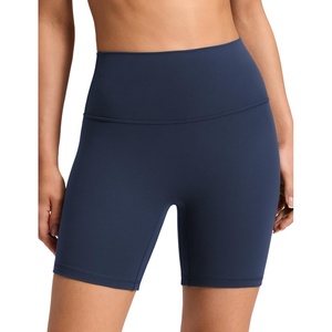 CRZ YOGA Butterluxe No Front Seam Biker Shorts 6″ – High Waisted Lounge Pilates Workout Athletic Womens Buttery Soft(Club Blue)