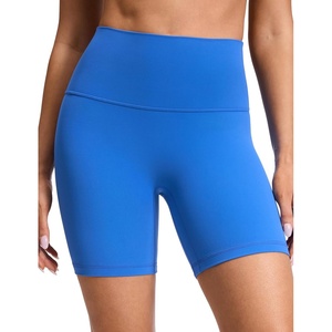 CRZ YOGA Butterluxe No Front Seam Biker Shorts 6″ – High Waisted Lounge Pilates Workout Athletic Womens Buttery Soft(Sparkle Blue)
